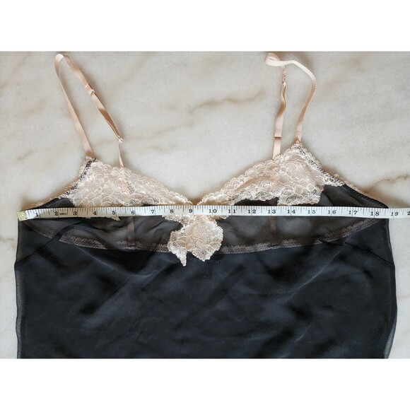 Victoria's Secret Sz Large Black Blush Pink Lace Lingerie Slip Sheer Nightgown - Picture 16 of 16